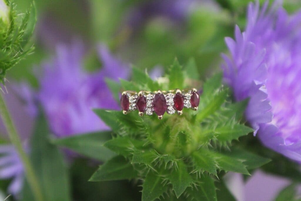 14KY Ruby & Diamond Marquise Ring