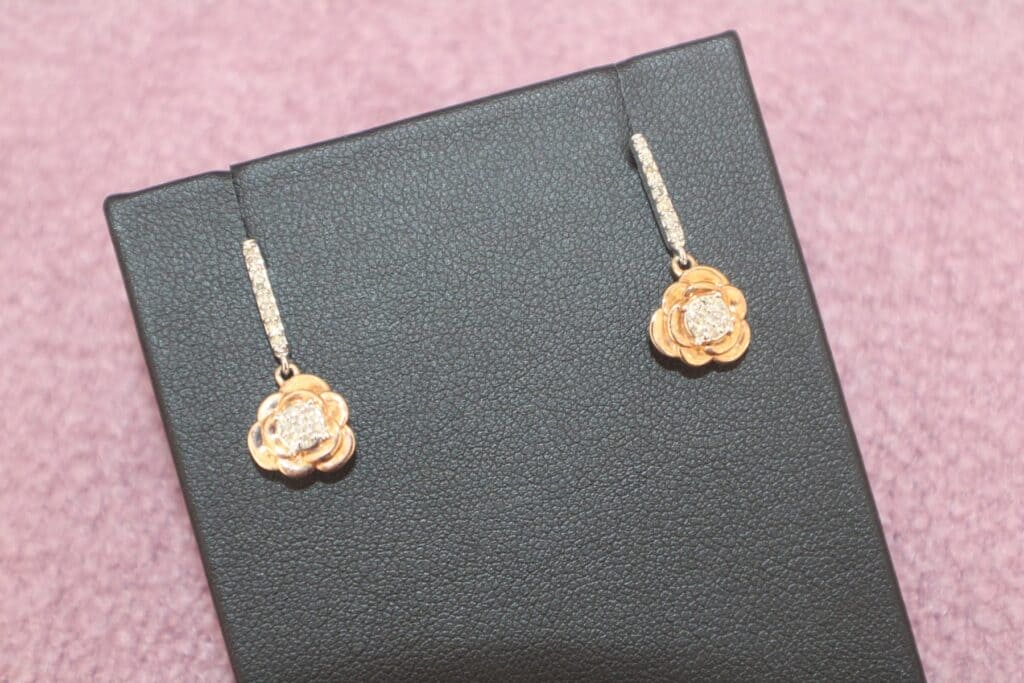 10K 2Tone Rose Diamond Earrings