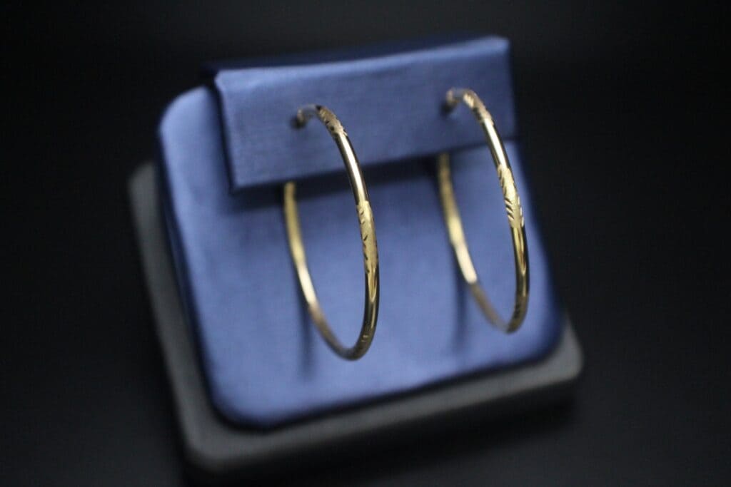 14KY Hollow Hoop w/ Polish/Satin Finish 35mm
