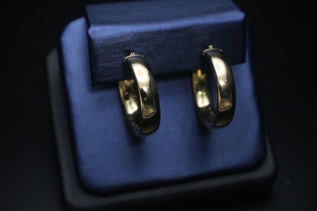 14KY Hollow Wide Hoop Earrings