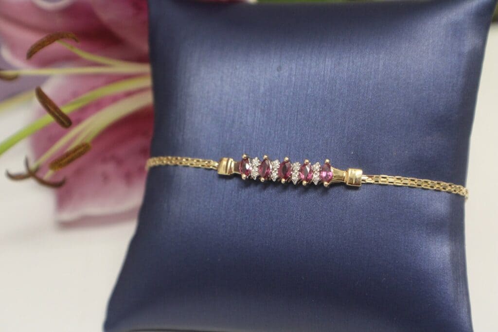 14KY Stationary Ruby & Diamond Bracelet 7"