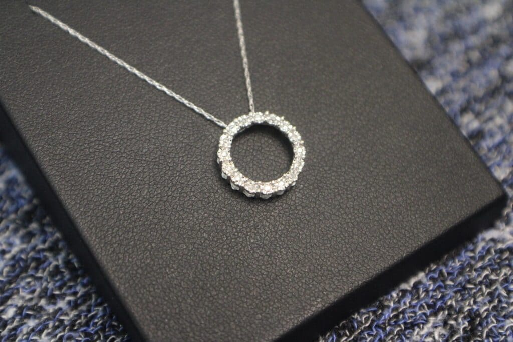 10KW Circle Diamond Pendant w/ 18" Chain