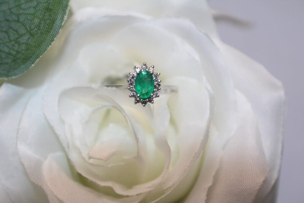 14KW Emerald & Diamond Ring
