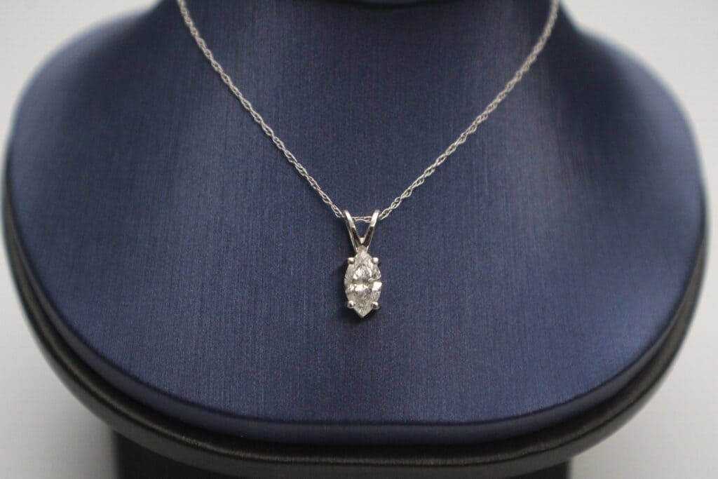 14KW Marquise Diamond Pendant 0.75CT on a 10KW 16" Chain