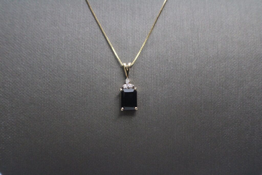 14KY Onyx & Diamond Pendant on a 14KY 18" Box Chain